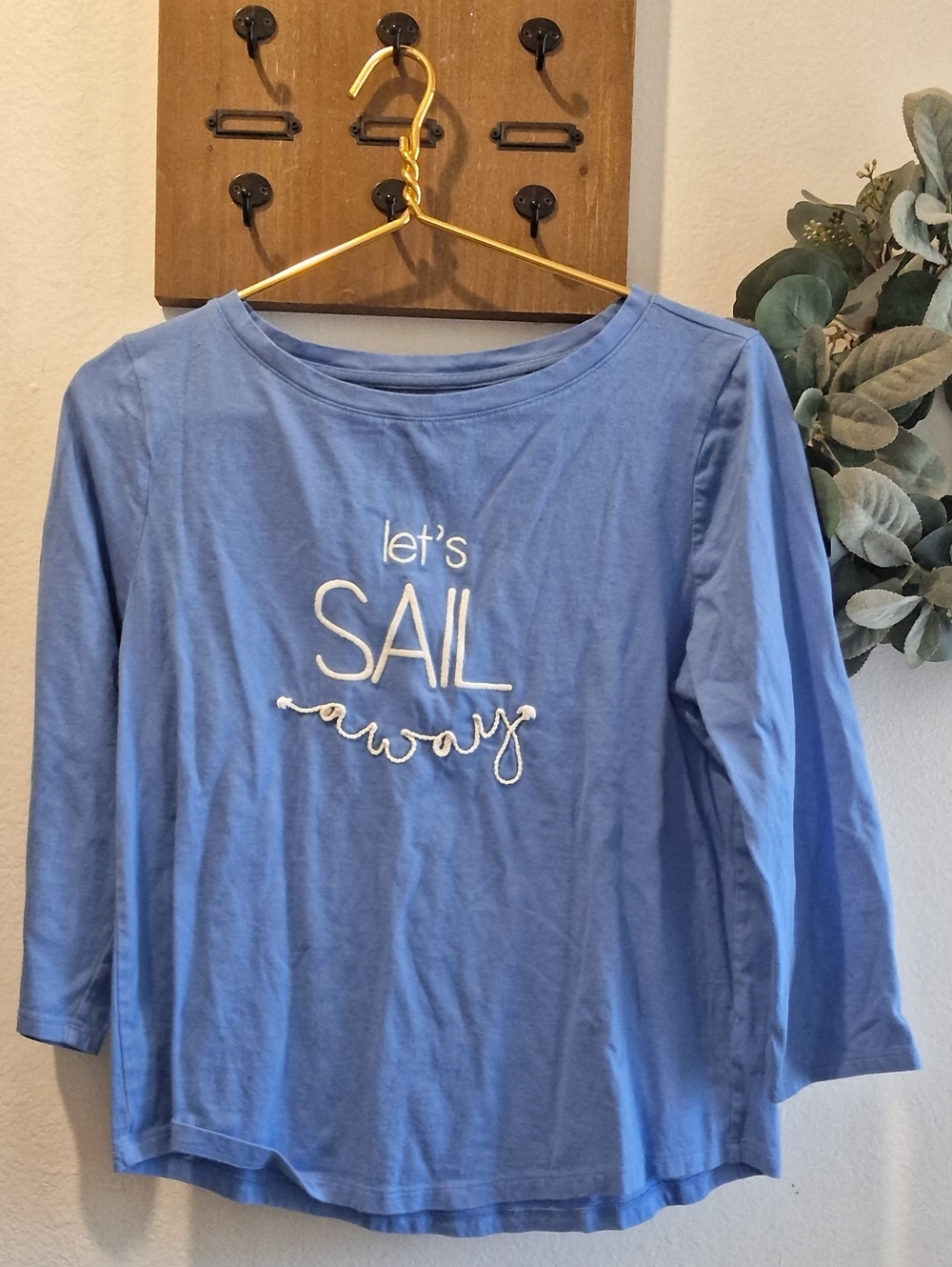 Talbots Blue Long-Sleeve 'Let's Sail Away' Graphic Tee